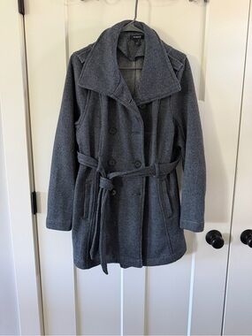 Torrid Women's Gray Double-Breasted Belted Coat Size 1